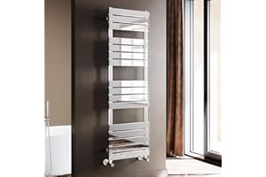 ELEGANT 1600 x 500mm Bathroom Flat Panel Heated Towel Rail Radiator Modern Central Heating Bathroom Warmer Wall Mounted Ladder Rad,Chrome