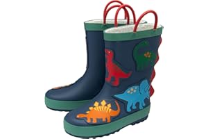 NorthSole Kids Wellies Boys & Girls Childrens Rubber Wellington Boots With Easy Pull On Handles Fleece Lined