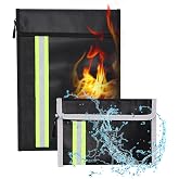 2 Pieces Fireproof File Bag (15 x 26 cm, 20 x 14 cm), Fireproof and Waterproof Bag, Multilayer Fiberglass Material to Protect