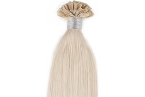 Beauty7 DIY Haarverlängerung Remy Echthaar Haarverlaengerung von U-tips 100 STK 45cm 0,5g Bonding Echthaar Extensions Straehnen 18 Zoll Schwarz, Braun, Blond