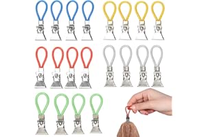 WEONE 20 Piezas Clips para Colgar la Cocina, Clips para Toallas de Metal, Ganchos para Colgar Toallas Colores para Tela, Sujetadores, Calcetines, Guantes, Pantalones (45 x 16 x 7 mm)