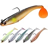 TRUSCEND Esche da Pesca in Plastica Morbida per Bass, Trote e Crappie, Esche da Nuoto con coda a Paletta per Acqua Dolce e Ac