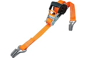 PETEX Automatyczny pas napinający z grzechotką, samoczynnie zwijający, 1-częściowy, 5 m x 35 mm, 1000/2000 daN, do 2000 kg, pomarańczowy, bezpieczny podwójny hak