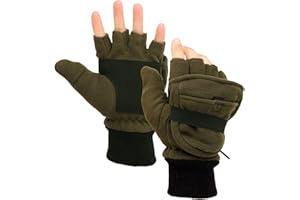 Zeltauto Men’s 3M Thinsulate Fleece Mitten Gloves Convertible Fingerless Mitten Flap Cover Multipurpose
