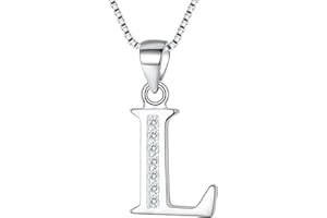Clearine 925 Sterling Silver Initial Necklace Cubic Zirconia 26 Letters Alphabet Pendant Jewellery Gifts for Women Mom Girlfriend Girls Teen Anniversary Birthday Mothers Day Christmas Valentines