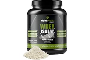 ‎ALPHAVITALIS Whey Protein Pulver Isolate Neutral 1KG - 87% Proteingehalt - Eiweißpulver zuckerfrei & fettfrei - 100% Whey Isolate - Whey ohne Süßstoff - WPI Muskelaufbau Shake in 7 Geschmacksrichtungen