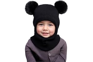 AYPOW Cappello Passamontagna Invernale Caldo per Bambini da 0.5 a 6 Anni, Set Berretto Sciarpa Maglia Termica Antivento Multifunzione per Bambine Bambini Neonati, Cappuccio Berretti Sciarpa Cappuccio