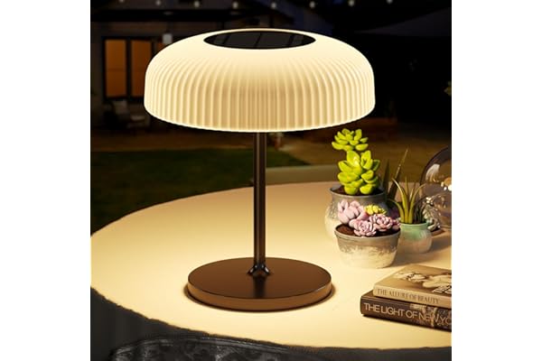 Auting Lampe de table LED solaire IP44 avec variateur tactile et batterie, câble de charge USB-C, lampe de lecture, lampe LED, élégante pour l'extérieur et l'intérieur, idéale pour balcon, jardin