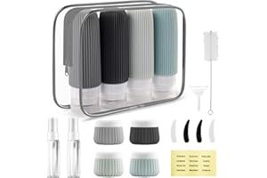 Foydream 18 Pezzi Bottiglie da Viaggio in Silicone, Kit Viaggio Liquidi Riutilizzabili, Flaconi da Viaggio con Etichetta Possono Riempire Cosmetici, Articoli da Bagno e Altri Liquidi e Creme
