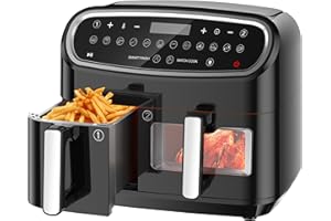Friteuse Sans Huile Double, Air Fryer Tour, Capacité XXL de 10 Litres, 12 Programmes Préétablis, Fonction Minuterie, Friteuse