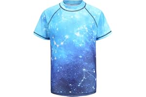 MOON TREE Boys Rash Vest Short Sleeve Rash Guard Shirts Swim Shirt