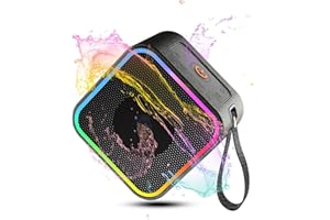 Dyurwa Bluetooth Lautsprecher mit Tiefer Bass, Musikbox Bluetoot h 5.3 mit Dual Lautsprecher, 10H Akku, Tragbarer Box Freisprechen, RGB Licht, Bluetooth Speaker IPX6 Wasserdicht für Party, Outdoor