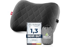 ‎HIKENTURE HIKENTURE Aufblasbares Camping/Reise Kissen mit Abziehbarem Kissenbezug, Ergonomisches Kopfkissen, Komfortables Nackenkissen für Reise/Outdoor, Inflatable Travel Neck Pillow(Schwarz)…
