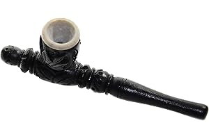 ‎BUDAWI Budawi® Holzpfeife Ebenholz mit Schraubkopf 14cm Specksteineinsatz abnehmbar 3 teilig Tabakpfeife Purpfeife