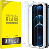 JETech 3pcs Full Coverage Screen Protector for iPhone 12 Pro Max | Easy Installation Frame, Clear HD Tempered Glass, Case Fri