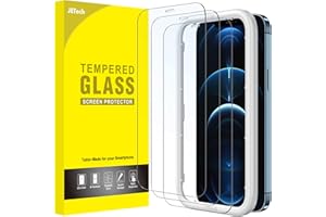 JETech Pełny Pokrycie Ochraniacz Ekranu dla iPhone 12 Pro Max 6,7 Cala, Screen Protector z Szkło Hartowane Film Folia z Narzędzie Łatwej Instalacji, Przyjazny dla Przypadku, HD Przezroczyste, 3 Sztuki