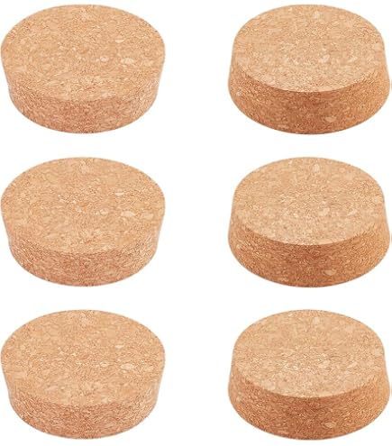 AlcoFermBrew Korkstopfen Mit Holzscheibe – Naturkorken Für Weinflaschen, 30x21x34 Mm