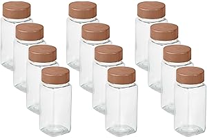 WENKO Gewürzstreuer Mod. Anni Glas-Gewürzstreuer 12er Set mit FSC Bambus Deckel für nachhaltige Küche 0,12 l 4,5 x 10,5 x 4,5 cm Transparent Braun