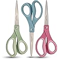Fiskars SoftGrip Titanium Scissors - Contoured Performance All Purpose - 8" Titanium - Straight Paper Scissors for Office, and Arts and Crafts - 3-Count