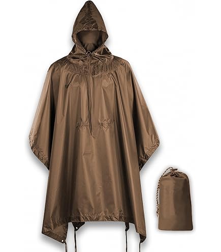 SUNRIS Poncho De Pluie 3 En 1 Multifonction - Manteau Imperméable, Tapis De Sol Et Tente Abri Camouflage Pour Camping & Chasse