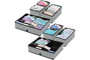 mDesign Juego de 2 organizadores de armarios – Prácticas cajas organizadoras para ordenar los armarios – Sistema de 8 cajas para guardar ropa, cinturones y otros accesorios – negro