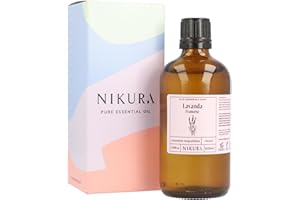 Nikura Olio Essenziale di Lavanda - 100ml I Oli Naturali Puri al 100% I Perfetto per Aromaterapia, Diffusori, Umidificatori I Vegano e Prodotto nel Regno Unito