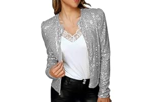 Shffuw Sequin Veste Blazer à Paillettes pour Femme Style Décontracté Manches Longues Sequins Cardigan Haut Tops Brillantes Manteau Fête Clubwear pour Disco Soirée ÉLéGant Outwear Chic et Elegant