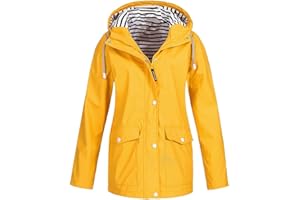 LUCKME Women's Waterproof Jacket with Hood Outdoor Ladies Summer Rain Jackets Lightweight Quick Dry Zipper Windbreaker Raincoat Windproof Waterproof Coat Light for Hiking Cycling Camping