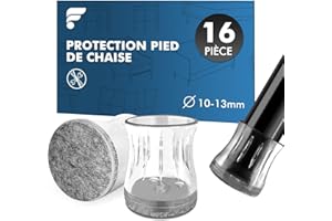 shinfly 16 Pièces Protection Pied de Chaise, 10-13mm Patin Chaise Silicone avec Feutre, Protege Pied de Chaise pour Sols en Bois Dur et Carrelage, Réduire Les Rayures et Les Bruits