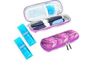 YOUSHARES Manjaro Travel Case - Insulin Cooler Travel Case with 2 Ice Packs, Medication Cooler Bag for Fridge, Keep Medicine Cool While Traveling for Diabetic Supplies (Marble Purple)