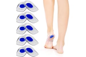 PLSMUPN Heel Spur Insoles, 5 Pairs Soft Gel Heel Cushions, Heel Pads Heel Protection for Shoes, Insoles Heel Spurs Women and Men, Gel Cushion Orthopaedic for the Heel and Achilles Tendon (S)