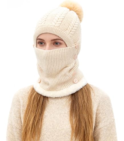 3 en 1 Set Bonnet Écharpe de Cercle Masque Facial Femme Cache-Cou Tour 3 en 1 Set Bonnet Écharpe de Cercle Masque Facial Femme Cache-Cou Tour
