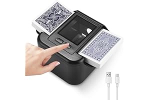 Zofory Automatischer Kartenmischer Geräuscharmer und Wiederaufladbarer Kartenmischer für 2 Kartensätze Mischmaschine 2000mAh, für UNO, Poker, Texas Hold'em Schwarz