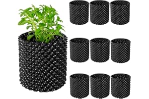 Focefec 2 Gallon Air Pruning Containers, 10 Pack Plastic Nursery Pots, Plant Pot for Vegetable, Fruit, Gardening Use, Self-Planting Pots with Handles and Bases, Size 20 x 22cm