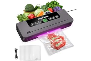 AUTOBABA 6 in 1 Vacuum Sealer Machine, 6 Modes Multi-Functional Food Vacuum Sealer with 10pcs Vacuum Bags, 30cm Longer Seal Food Sealer Built-In Cutter, Keep Meat Vegetables Snacks Fruits Grains Fresh