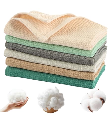 Waffelgarn-Geschirrtücher Aus Baumwolle – 6er Set In Braungrau & Beige, 33x33 Cm – Saugstark & Schnell Trocknend