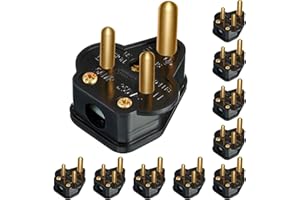 FRIENDA 5 Amp Round Pin Plugs Mains Plug 3 Pin Lighting Plugs for Stage Lighting Lamp (10, Black)