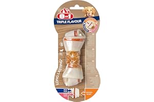8in1 Triple Flavour Hueso S para Perros Grandes, Sabor de Carne y Cerdo y Filete de Pollo, 1 Unidad.
