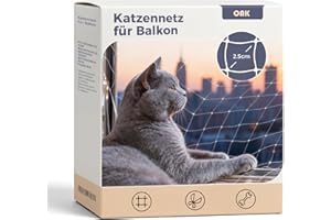 OAK Filet de protection pour chat Balcon et fenêtre - Haute résistance en nylon Sans perçage - 10 x 3 m - Transparent