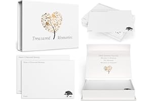 LOGAN AND EMBER 50 Funeral Memory Cards - Textured Bereavement Cards With Box Allowing Guests To Share A Treasured Memory - Alternative To A Book Of Condolence