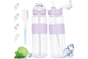 ADVIGO Butelka 1 l ze słomką, szczelna butelka na wodę, z uchwytem, butelka sportowa, bez BPA, do szkoły, pracy, na fitness, w podróży, na rower, na kemping