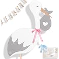 Welcome Home Baby Dekoset – Mit Banner, Storchen-Spiralen, Ballons & Flugzeug-Folienballon (blau)