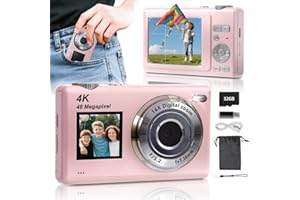 ARNSSIEN Digitalkamera mit Dual-Bildschirm, Autofokus 4K 48MP Vlogging Kamera Fotokamera mit 32GB Karte,Kompaktkamera, 16X Zoom, Anti-Shake, Geschenk für Kinder Teenager Anfänger,Y5