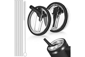 SUNSHINE SMILE 2 Stück Stanley Tassendeckel Auslaufsicher,Stanley Cup Deckel 40oz,Auslaufsicherer Ersatzdeckel für stanley cup mit 4 Trinkhalmen and 1 Strohhalm Bürste,Ersatzdeckel für 40oz Becher