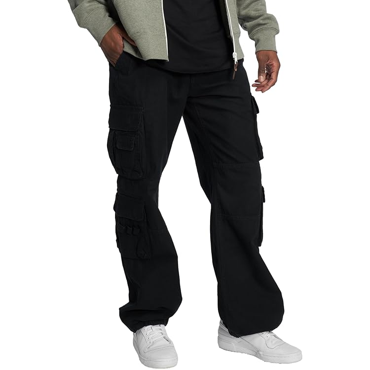 Indicode Heren William Cargo Pants | Cargobroek van katoen met riem New Black M