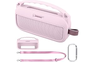 co2CREA Silikonhülle Tragetasche Case für Bose SoundLink Flex 2 Lautsprecher (2nd Gen), tragbare ultraleichte Silikon Schutzhülle mit Karabiner und Schultergurt (Lautsprecher Nicht enthalten)