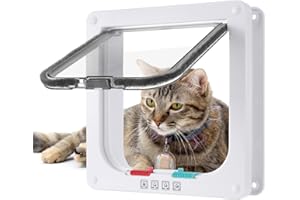 Roxanex Drzwi dla kota, średnie, 16 cm x 15,7 cm, klapa, łatwe w montażu, bezpieczne drzwi przesuwne dla zwierząt domowych z 4-kierunkowym zamkiem, odporne na warunki atmosferyczne, klapa dla kota, do