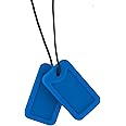 Chewigem Super Soft Dog Tag Pendant - Blue | Discreet, Chewable Necklace & Sensory Chew for Anxiety Reduction & Improved Focus | Mild Mod Chewers | Calming Aid for Autism, ADHD, SPD & Oral Motor Needs