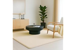 VOUNOT ® Tapis de Salon Moderne Ultra Doux Tapis à Poils Ras Lavable en Machine avec Un sous-Tapis antidérapant fourni pour Le Salon la Chambre ou la terrasse 200x300cm Beige