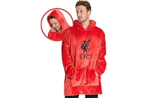 LIVERPOOL F.C. Liverpool FC Pull Plaid Homme, Sweat Oversize Polaire Homme avec Poche Kangourou